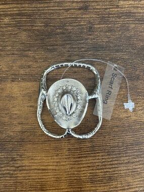 Silver Rhinestone Western Scarf Ring